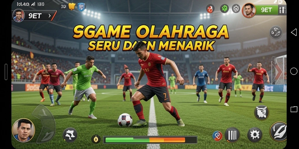 Tampilan game olahraga 9ET dengan aksi seru di lapangan.