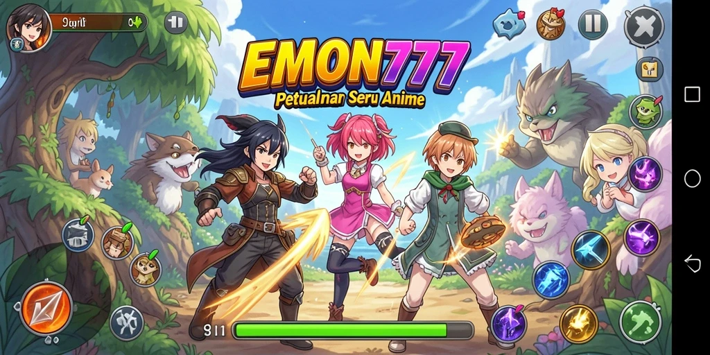 Tangkapan layar EMON777 menampilkan momen aksi seru dalam dunia anime.