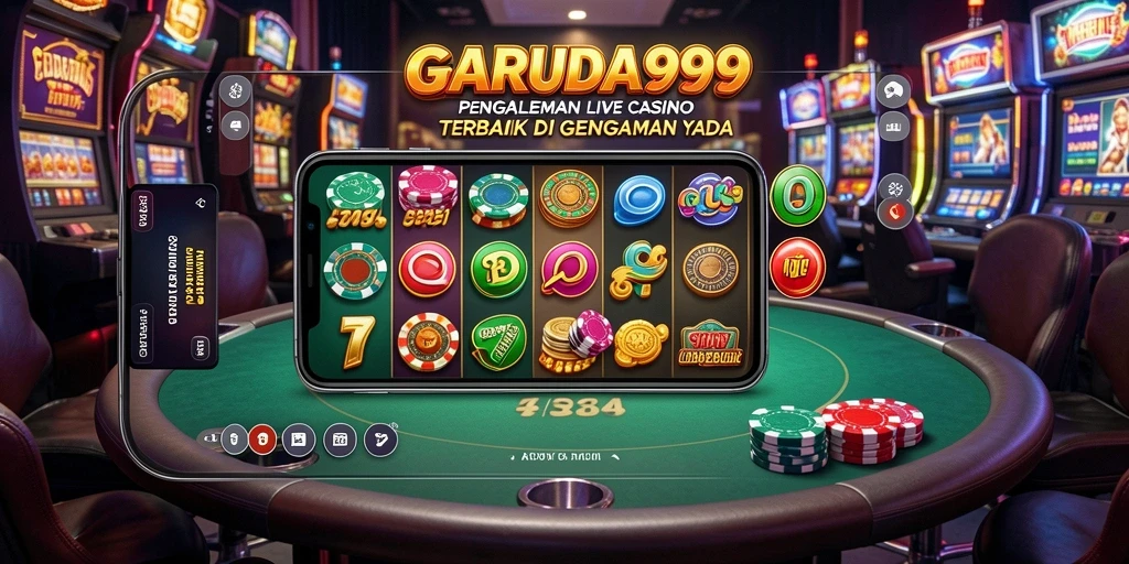 Screenshot utama GARUDA999 menunjukkan dealer live dalam aksi permainan.