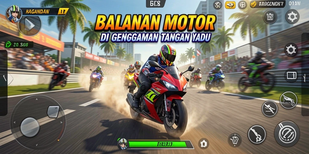 Tampilan gameplay KAGANDAN dengan grafis balapan motor yang realistis.