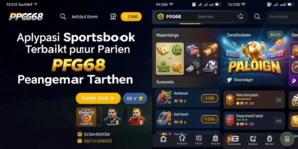 Screenshot utama PGG68 menampilkan antarmuka taruhan olahraga yang menarik.