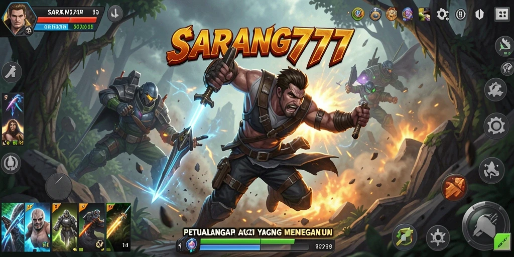Tangkapan layar menampilkan aksi intens dalam SARANG777 yang memukau.